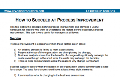 How to Succeed at Core Process Improvement