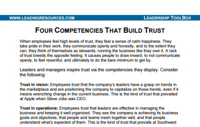 Four Leadership Competencies That Build Trust