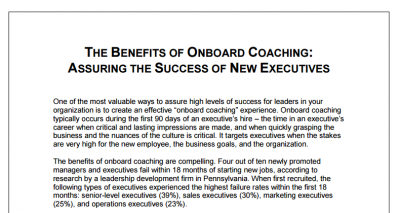The Benefits of Onboard Coaching