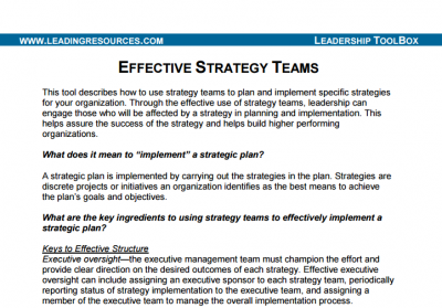 Developing Effective Strategy Teams